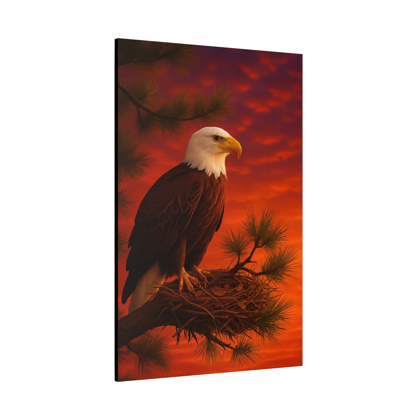 Eagle Sunset Canvas Wall Art, Home Decor, Wildlife Lover Gift, Nature Wall Art, American Eagle Print, Living Room Decor