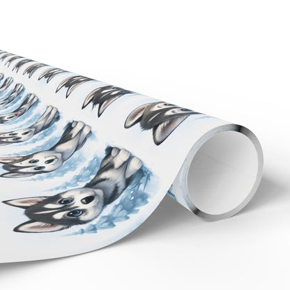 Husky Pattern Wrapping Paper, Dog Lover Gift Wrap, Unique Holiday Wrapping, Birthday Gift Wrap, Pet Themed Wrapping Paper, Winter themed Wrapping Paper