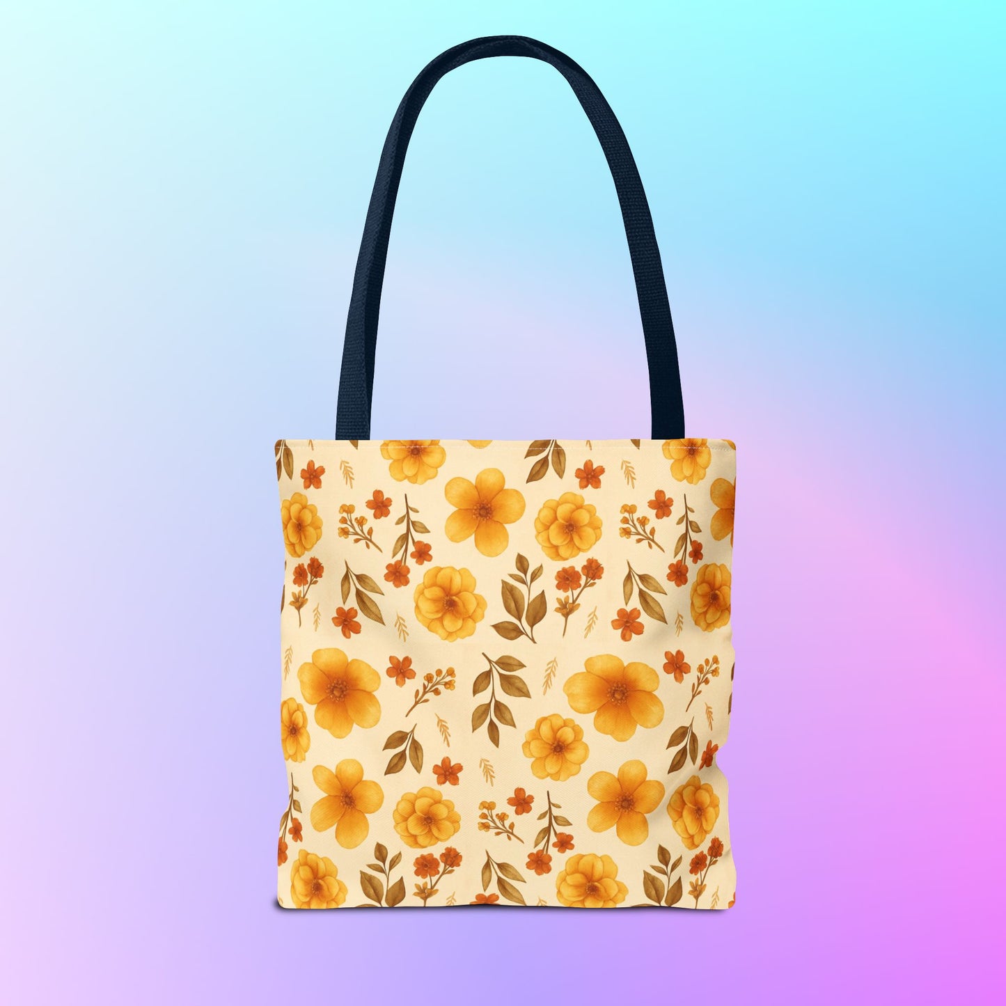Floral Tote Bag, Stylish Reusable Shopping Bag, Eco-Friendly Gift for Her, Summer Essentials, Beach Bag, Floral Design, Yellow Flowers