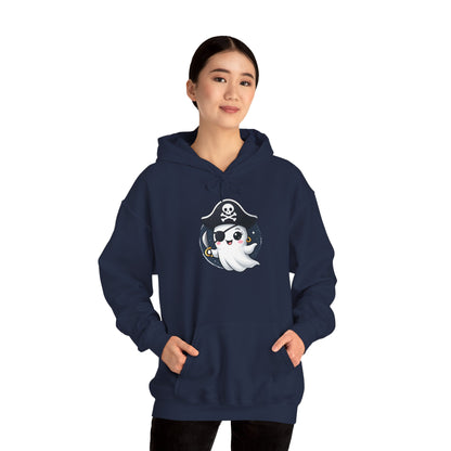 Pirate Ghost Hoodie, Cozy Hooded Sweatshirt for Halloween, Unisex Casual Wear, Cute Gift for Kids and Adults, Spooky Apparel