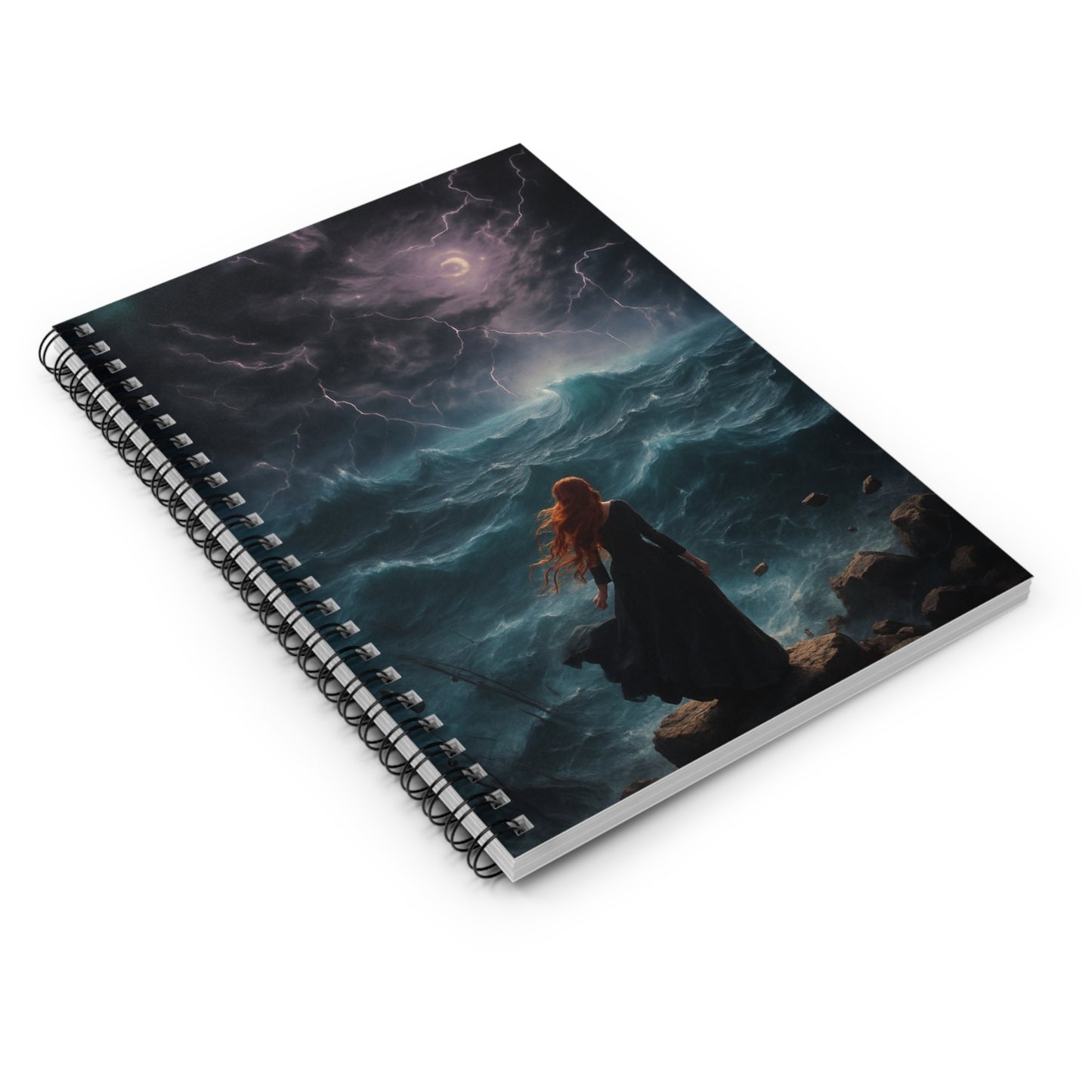 Mystical Waves Spiral Notebook - Ruled Line, Sea-inspired Journal, Perfect for Writers, Dreamers, Students, Gifts for Ocean Lovers
