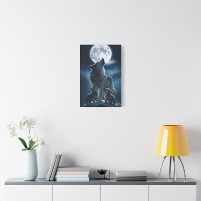 Wolf Howling Moon Canvas Print, Wildlife Wall Art, Nursery Decor, Gift for Animal Lovers, Home Decor