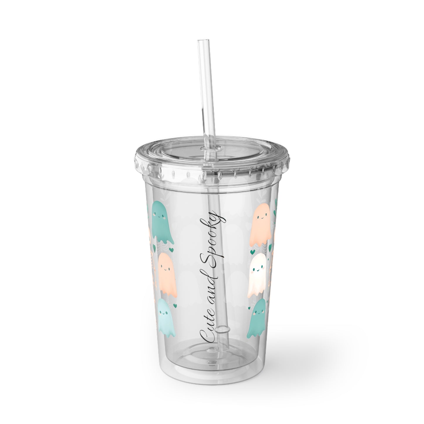 Cute and Spooky, Cute Ghosts Acrylic Cup, Fun Drink Tumbler, Halloween Party Cup, Whimsical Beverage Holder, Kids Gift, Reusable Travel Mug