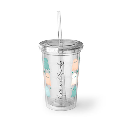 Cute and Spooky, Cute Ghosts Acrylic Cup, Fun Drink Tumbler, Halloween Party Cup, Whimsical Beverage Holder, Kids Gift, Reusable Travel Mug