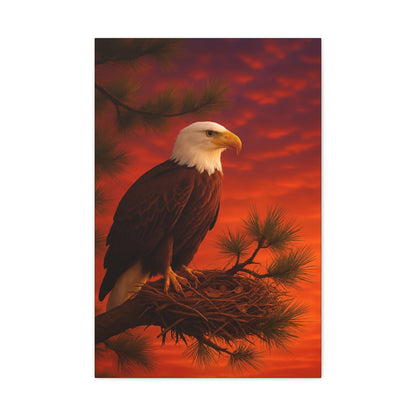 Eagle Sunset Canvas Wall Art, Home Decor, Wildlife Lover Gift, Nature Wall Art, American Eagle Print, Living Room Decor