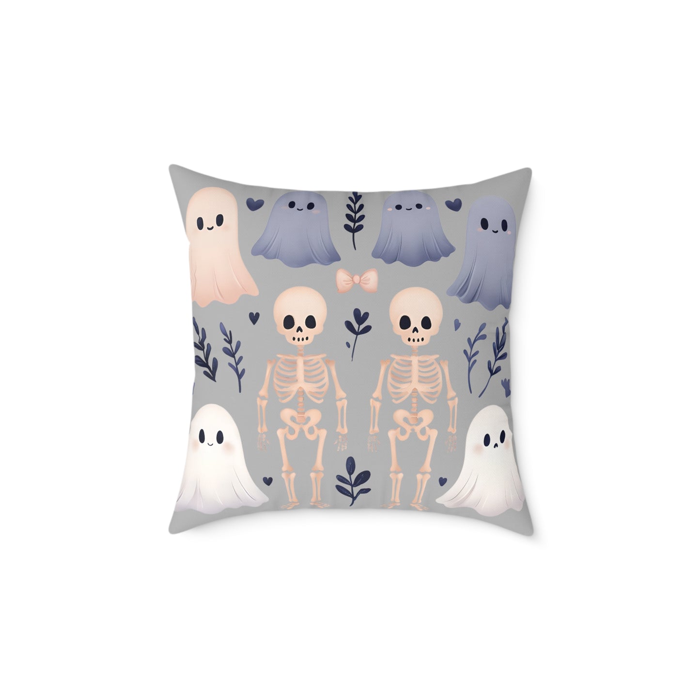 Spooky Halloween Pillow - Ghosts & Skeletons Design, Throw Pillow, Decorative Cushion, Halloween Decor, Home Cozy