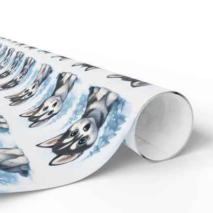 Husky Pattern Wrapping Paper, Dog Lover Gift Wrap, Unique Holiday Wrapping, Birthday Gift Wrap, Pet Themed Wrapping Paper, Winter themed Wrapping Paper