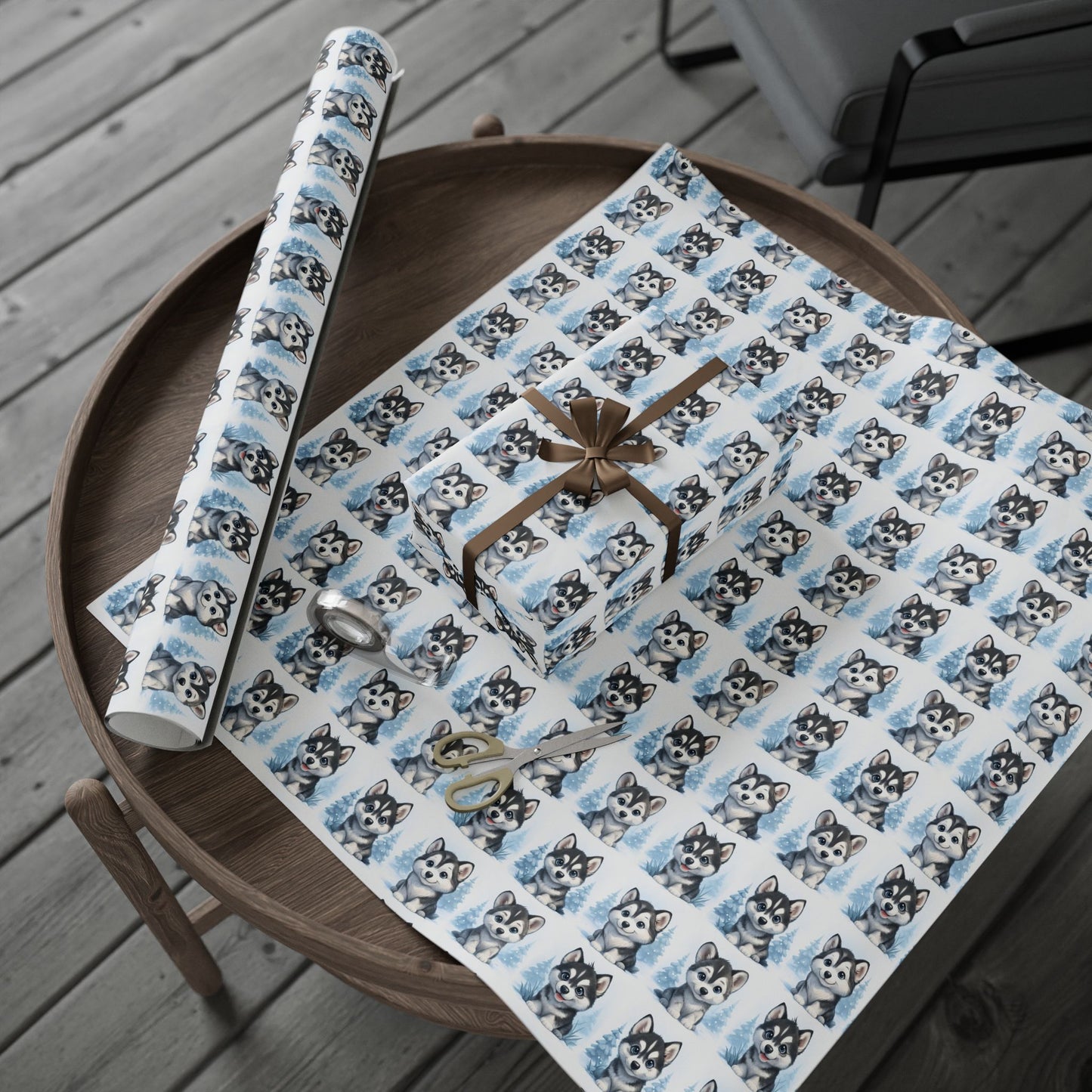 Husky Pattern Wrapping Paper, Dog Lover Gift Wrap, Unique Holiday Wrapping, Birthday Gift Wrap, Pet Themed Wrapping Paper, Winter themed Wrapping Paper