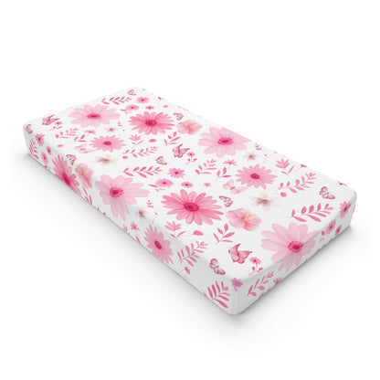 Floral Baby Changing Pad Cover, Nursery Decor, Baby Shower Gift, Soft Cotton Fabric, Floral Baby Essentials, Gender Neutral Baby Bedding