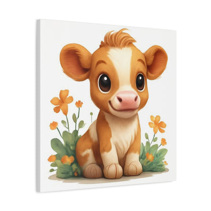 Cute Cow Canvas Art Print, Kid's Room Decor, Animal Lovers Gift, Nursery Wall Art, Farmhouse Style Decor