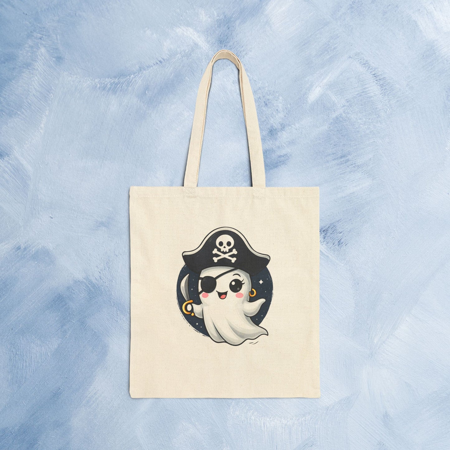 Pirate Ghost Tote Bag | Cute Halloween Bag, Canvas Shopping Bag, Ghost Lover Gift, Eco-Friendly Tote, Trick or Treat Bag