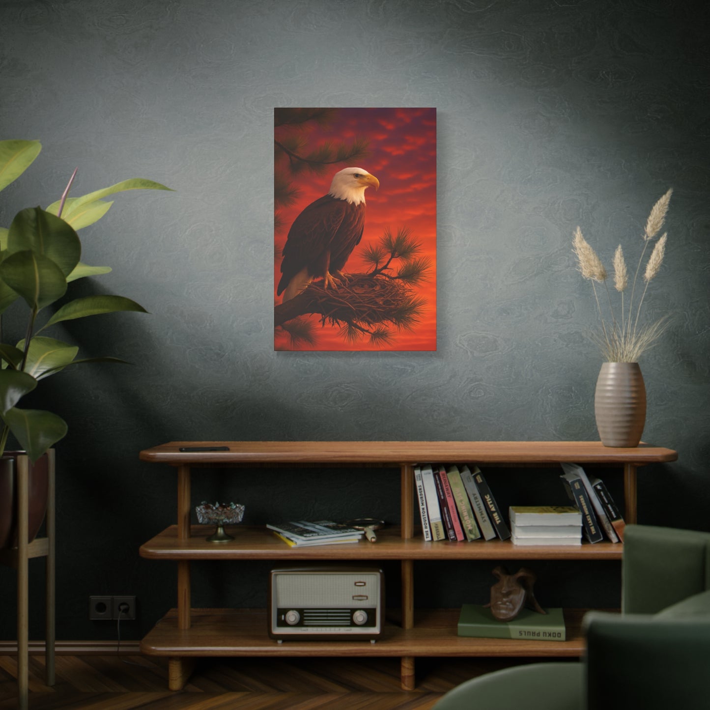Eagle Sunset Canvas Wall Art, Home Decor, Wildlife Lover Gift, Nature Wall Art, American Eagle Print, Living Room Decor