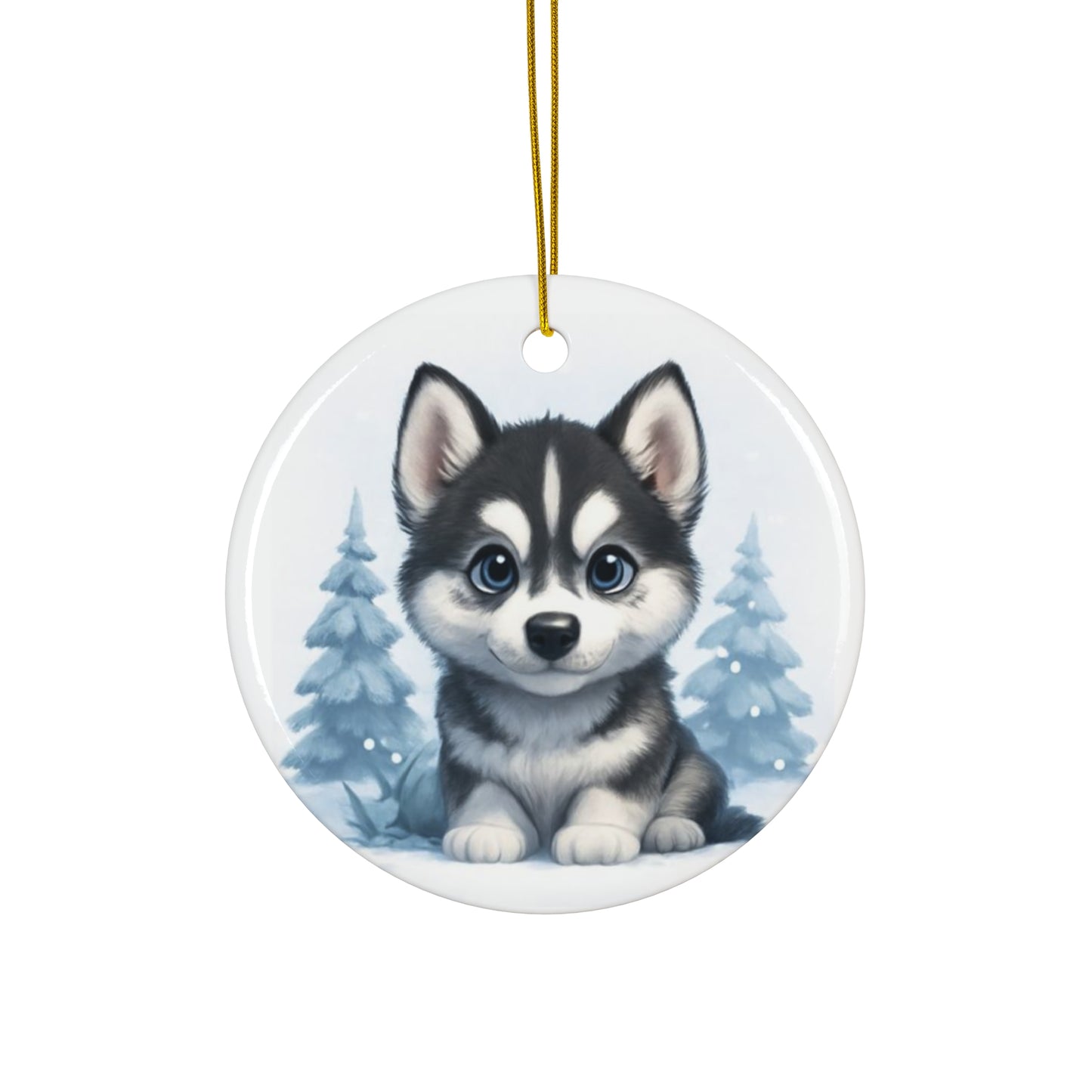 Husky Puppy Ceramic Ornament, Perfect Holiday Decoration, Pet Lover Gift, Winter Home Decor, Unique Keepsake