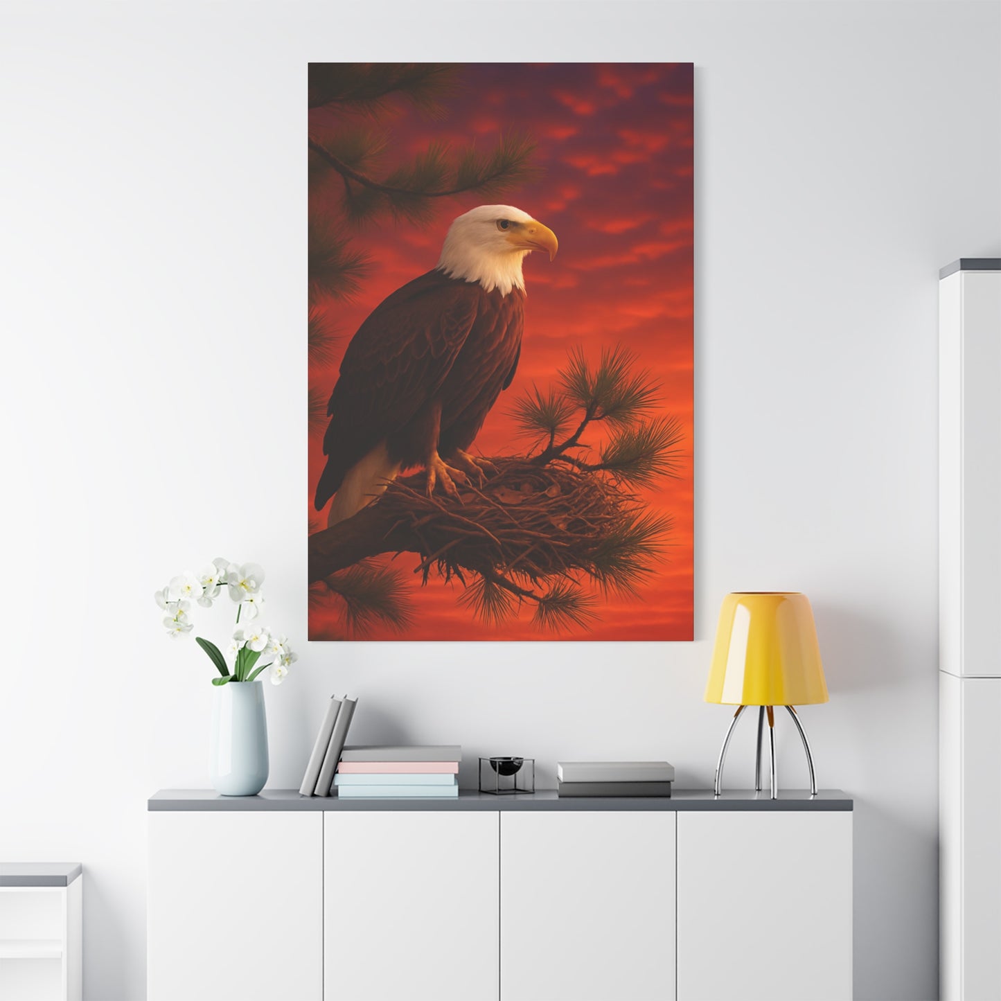Eagle Sunset Canvas Wall Art, Home Decor, Wildlife Lover Gift, Nature Wall Art, American Eagle Print, Living Room Decor