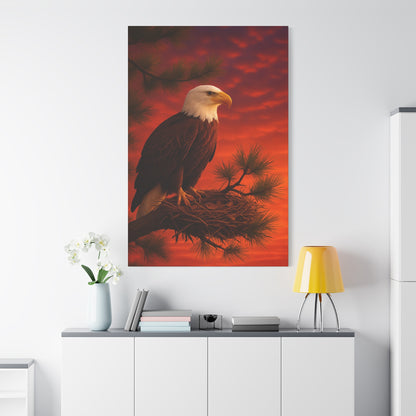 Eagle Sunset Canvas Wall Art, Home Decor, Wildlife Lover Gift, Nature Wall Art, American Eagle Print, Living Room Decor