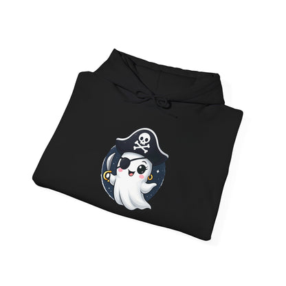 Pirate Ghost Hoodie, Cozy Hooded Sweatshirt for Halloween, Unisex Casual Wear, Cute Gift for Kids and Adults, Spooky Apparel