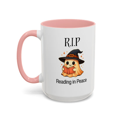 Halloween Reading Mug, Cute Ghost Coffee Cup, Spooky Gift for Book Lovers, Witchy Kitchen Decor, Fun Halloween Gift, Reading Ghost