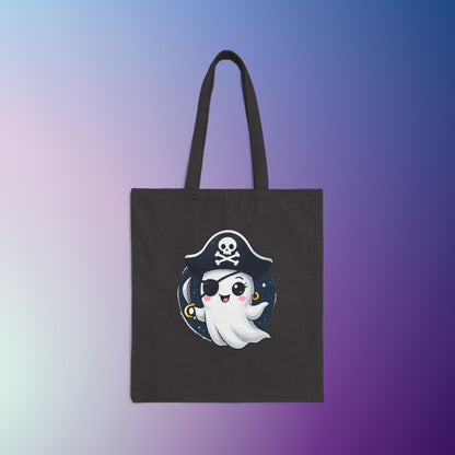 Pirate Ghost Tote Bag | Cute Halloween Bag, Canvas Shopping Bag, Ghost Lover Gift, Eco-Friendly Tote, Trick or Treat Bag