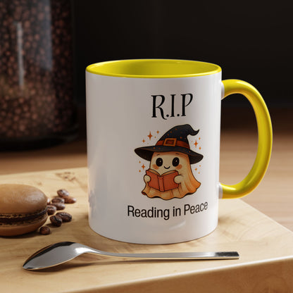 Halloween Reading Mug, Cute Ghost Coffee Cup, Spooky Gift for Book Lovers, Witchy Kitchen Decor, Fun Halloween Gift, Reading Ghost