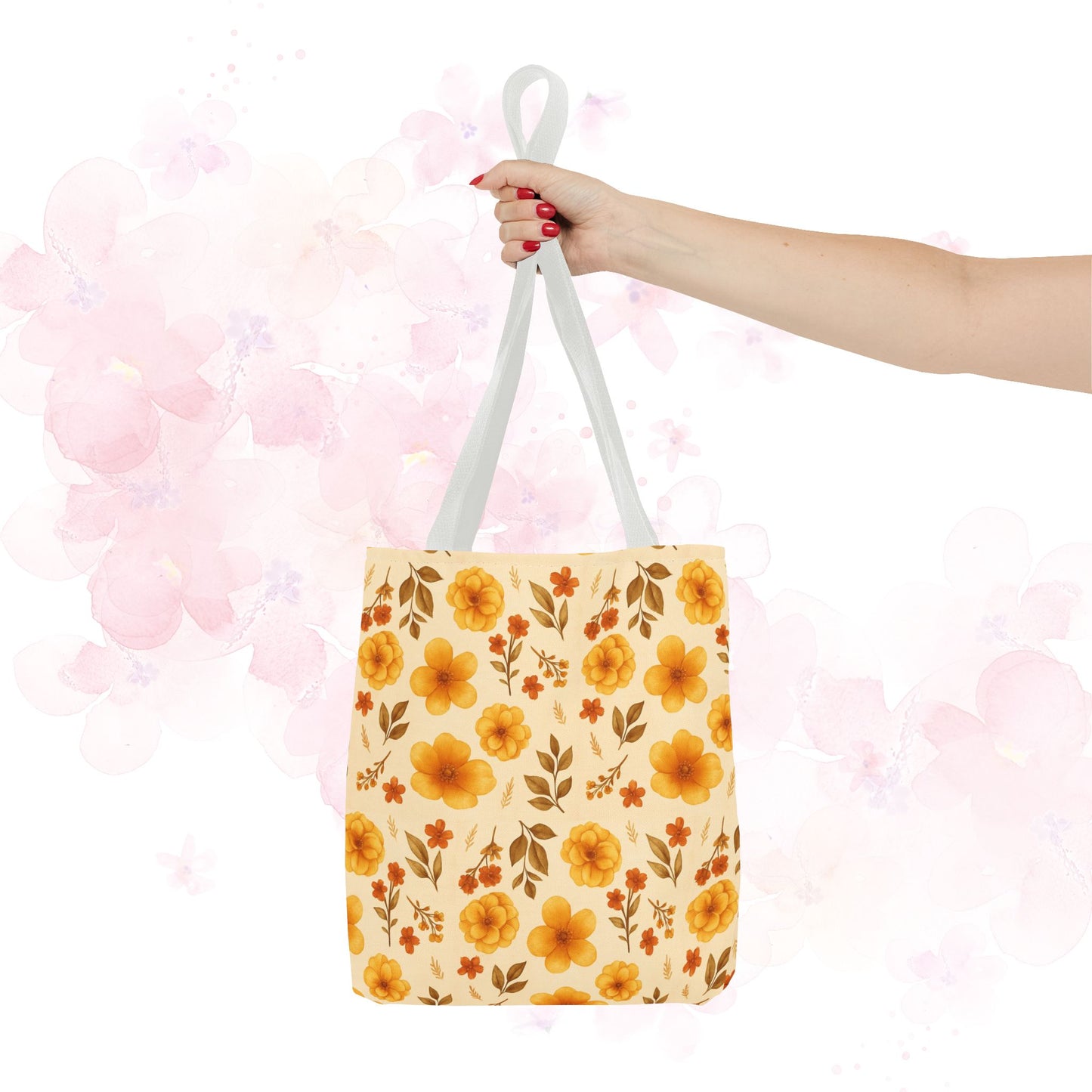 Floral Tote Bag, Stylish Reusable Shopping Bag, Eco-Friendly Gift for Her, Summer Essentials, Beach Bag, Floral Design, Yellow Flowers