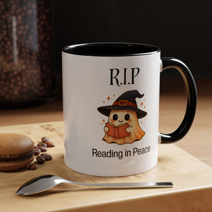 Halloween Reading Mug, Cute Ghost Coffee Cup, Spooky Gift for Book Lovers, Witchy Kitchen Decor, Fun Halloween Gift, Reading Ghost