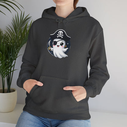 Pirate Ghost Hoodie, Cozy Hooded Sweatshirt for Halloween, Unisex Casual Wear, Cute Gift for Kids and Adults, Spooky Apparel