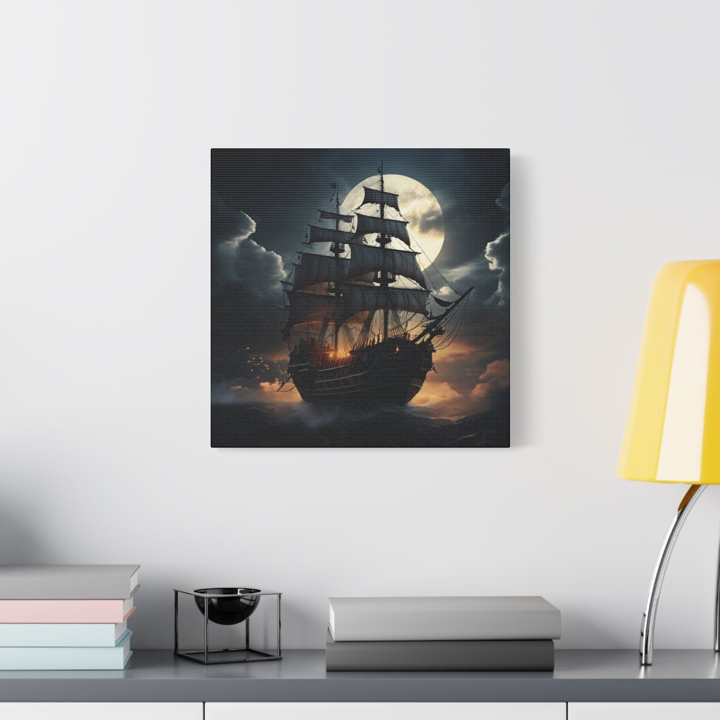 Nautical Canvas Art, Pirate Ship Wall Decor, Gothic Home Decor, Ocean Themed Artwork, Halloween Decor, Gift for Sailors