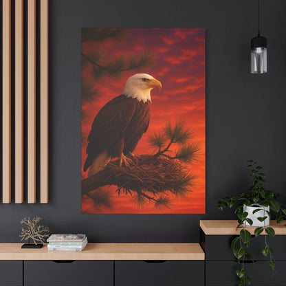 Eagle Sunset Canvas Wall Art, Home Decor, Wildlife Lover Gift, Nature Wall Art, American Eagle Print, Living Room Decor
