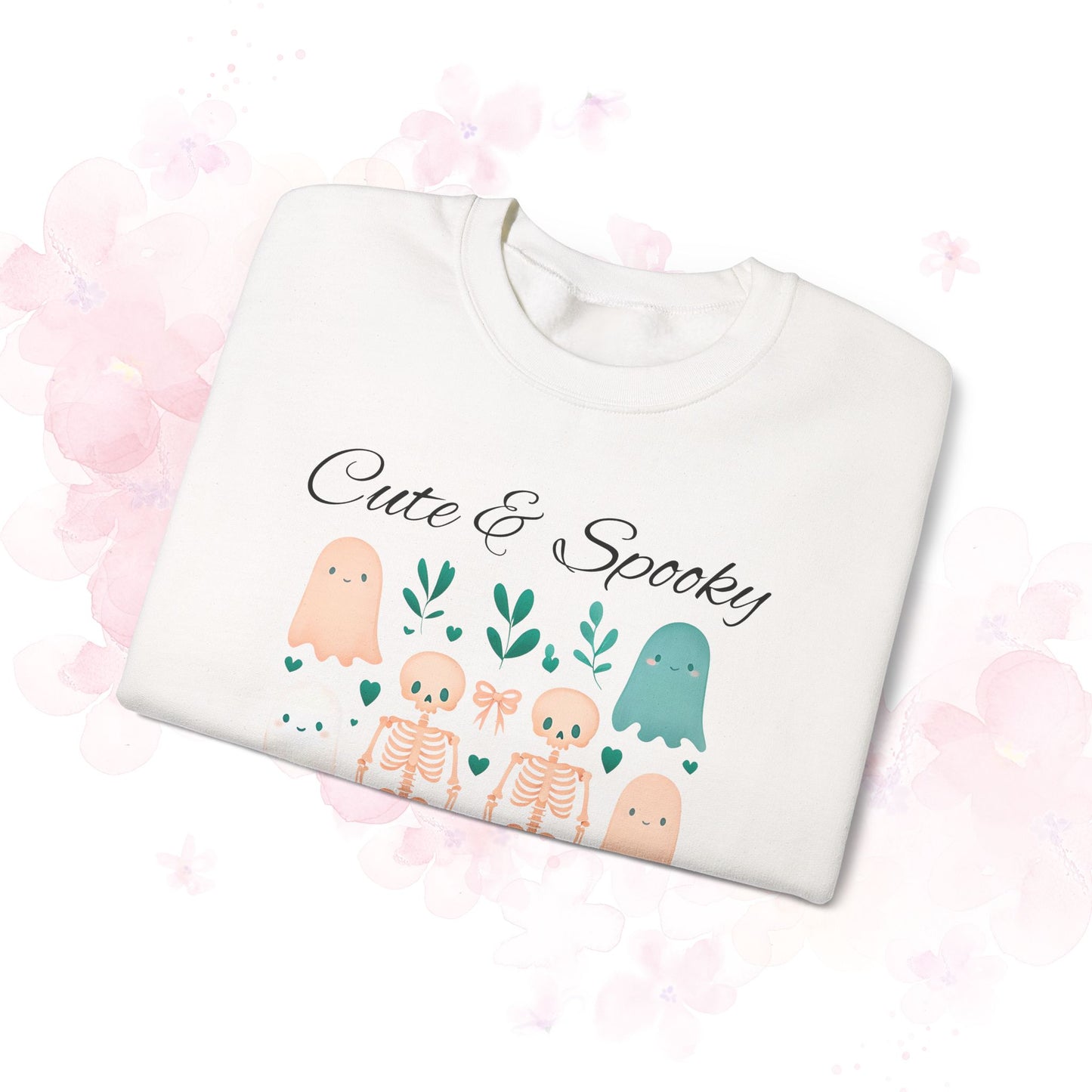 Cute & Spooky Vibes Crewneck Sweatshirt, Unisex Sweatshirt, Halloween Apparel, Cozy Casual Wear, Ghost Design, Comfortable Top