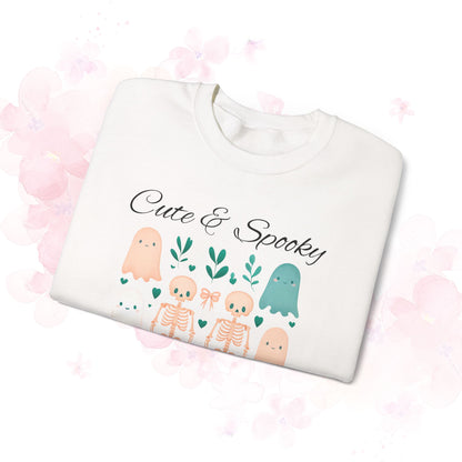 Cute & Spooky Vibes Crewneck Sweatshirt, Unisex Sweatshirt, Halloween Apparel, Cozy Casual Wear, Ghost Design, Comfortable Top