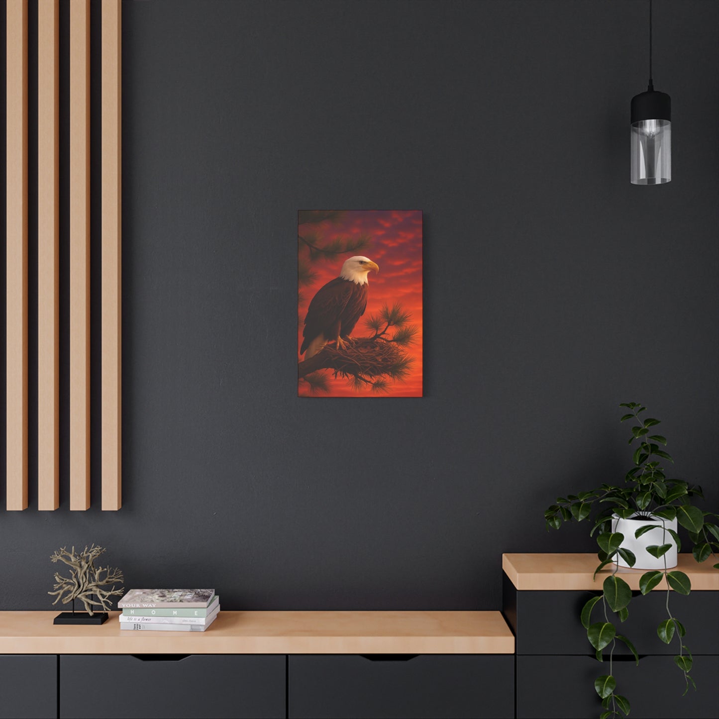 Eagle Sunset Canvas Wall Art, Home Decor, Wildlife Lover Gift, Nature Wall Art, American Eagle Print, Living Room Decor