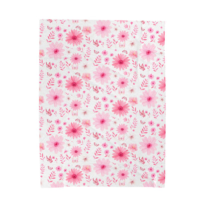 Floral Velveteen Plush Blanket - Cozy Home Decor, Flower Blanket, Gift for Her, Nursery Throw, Spring Decor