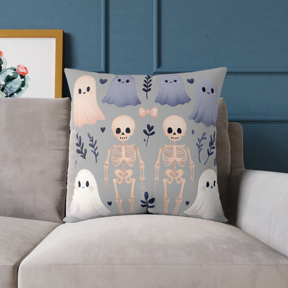 Spooky Halloween Pillow - Ghosts & Skeletons Design, Throw Pillow, Decorative Cushion, Halloween Decor, Home Cozy