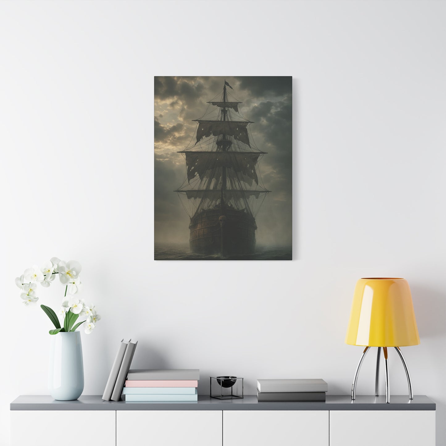 Mysterious Ship Canvas Wall Art, Nautical Decor for Home, Pirate Art, Ocean Inspired, Gift for Sailors