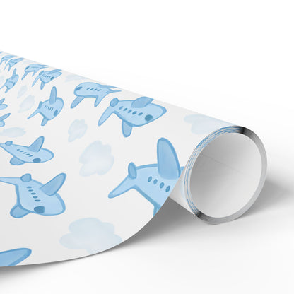 Airplane Themed Wrapping Paper, Gift Wrap for Kids, Birthday, Baby Shower, Travel Lovers, Aviation Decor