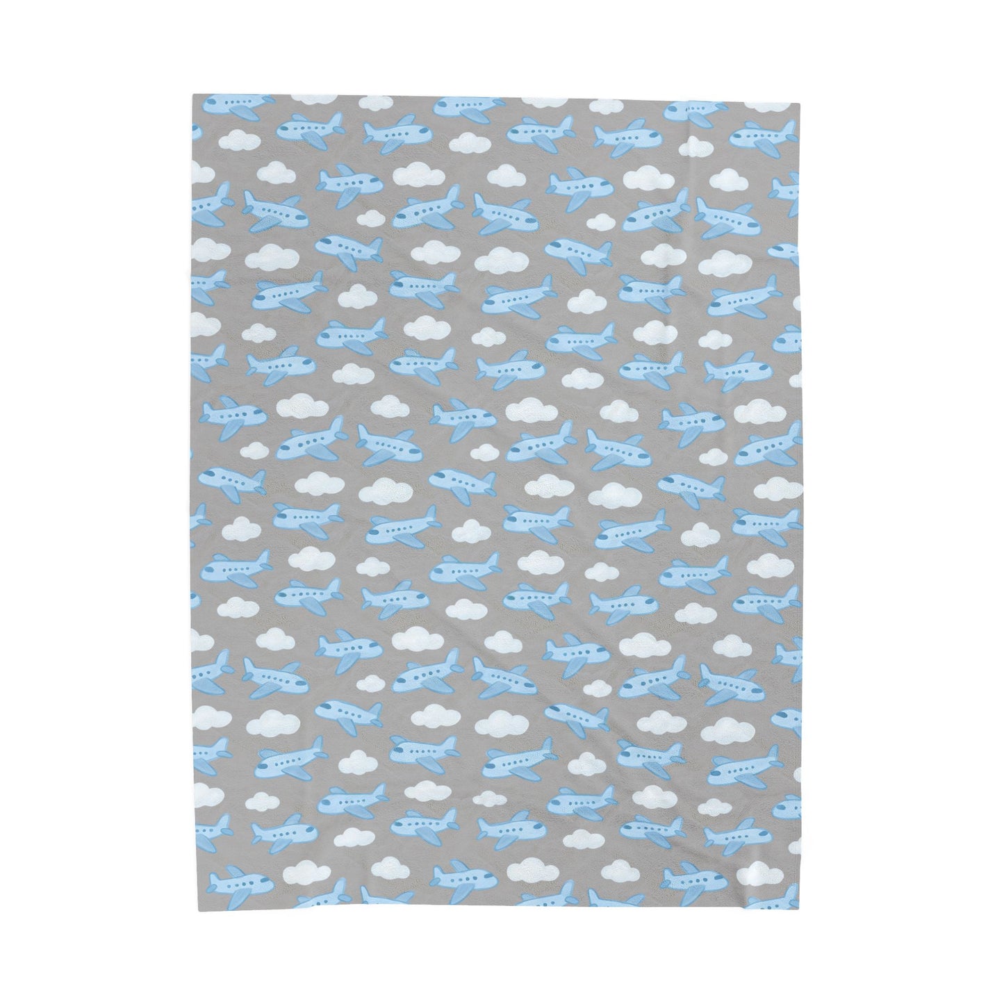 Airplane Theme Velveteen Plush Blanket, Cozy Gift for Kids, Nursery Decor, Air Travel Enthusiast, Soft Toddler Blanket, Baby Boy Decor