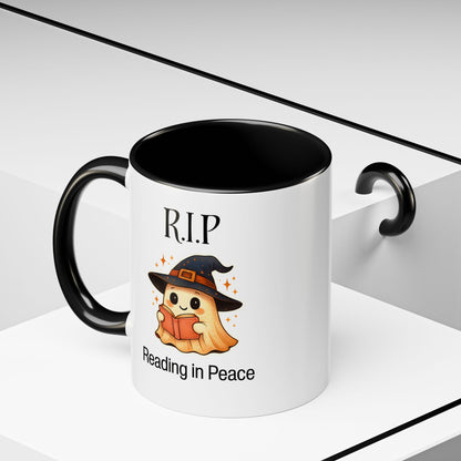 Halloween Reading Mug, Cute Ghost Coffee Cup, Spooky Gift for Book Lovers, Witchy Kitchen Decor, Fun Halloween Gift, Reading Ghost