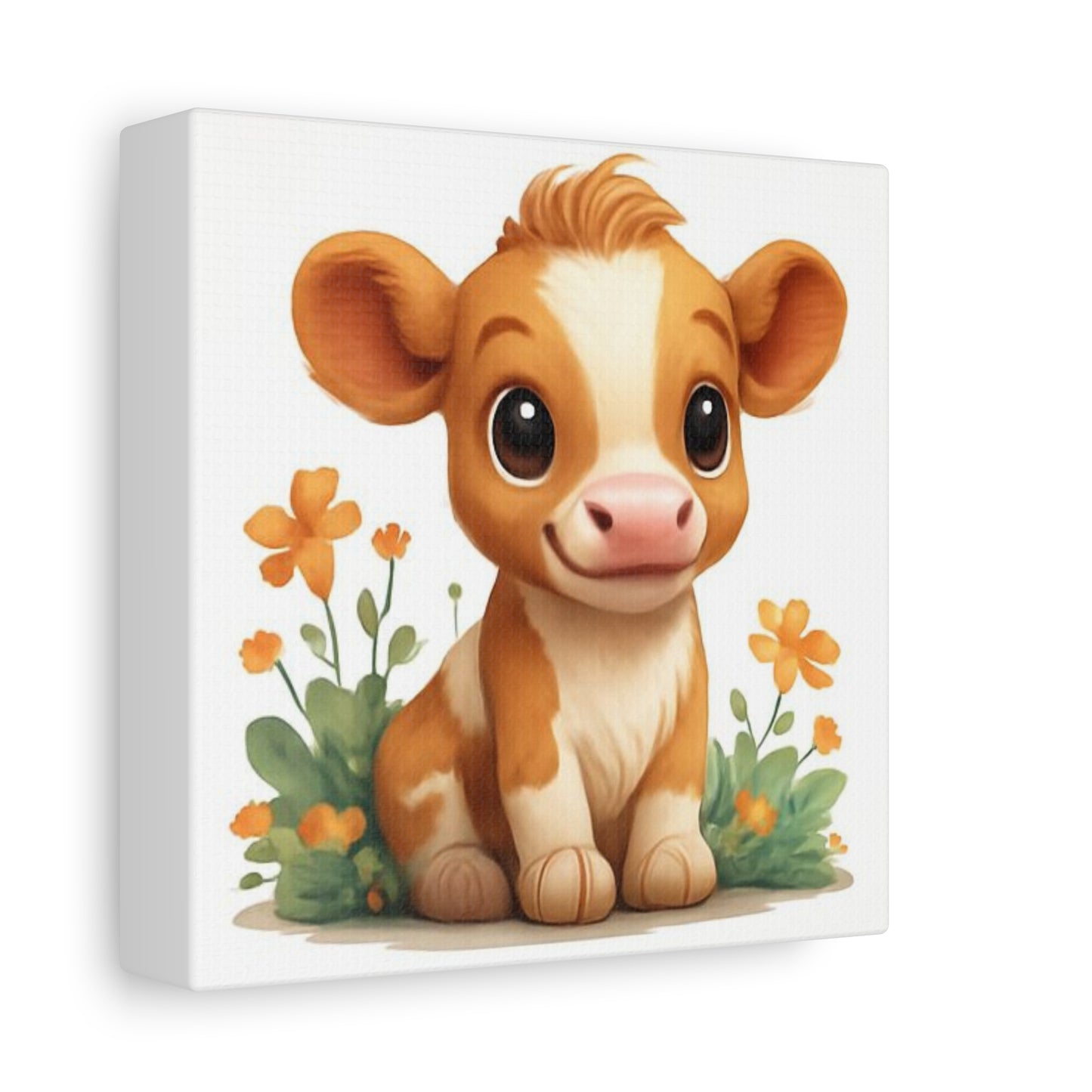 Cute Cow Canvas Art Print, Kid's Room Decor, Animal Lovers Gift, Nursery Wall Art, Farmhouse Style Decor