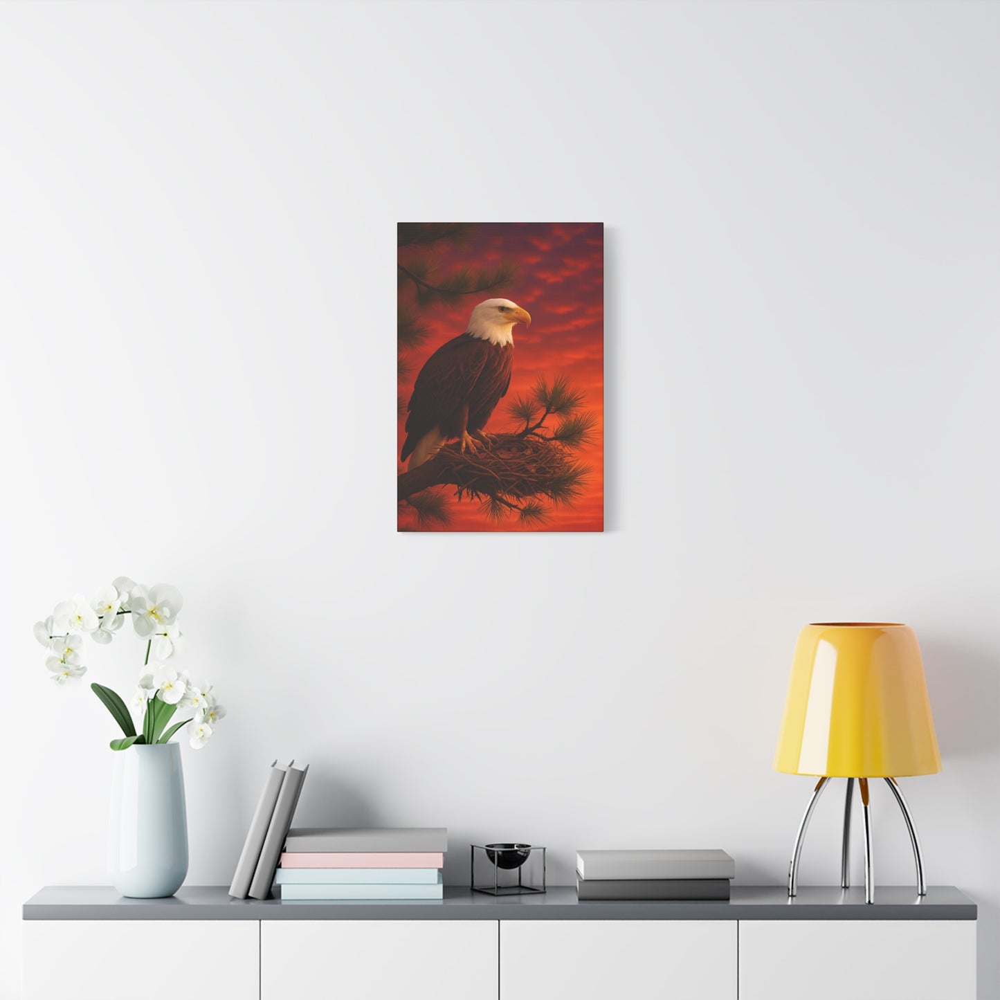 Eagle Sunset Canvas Wall Art, Home Decor, Wildlife Lover Gift, Nature Wall Art, American Eagle Print, Living Room Decor