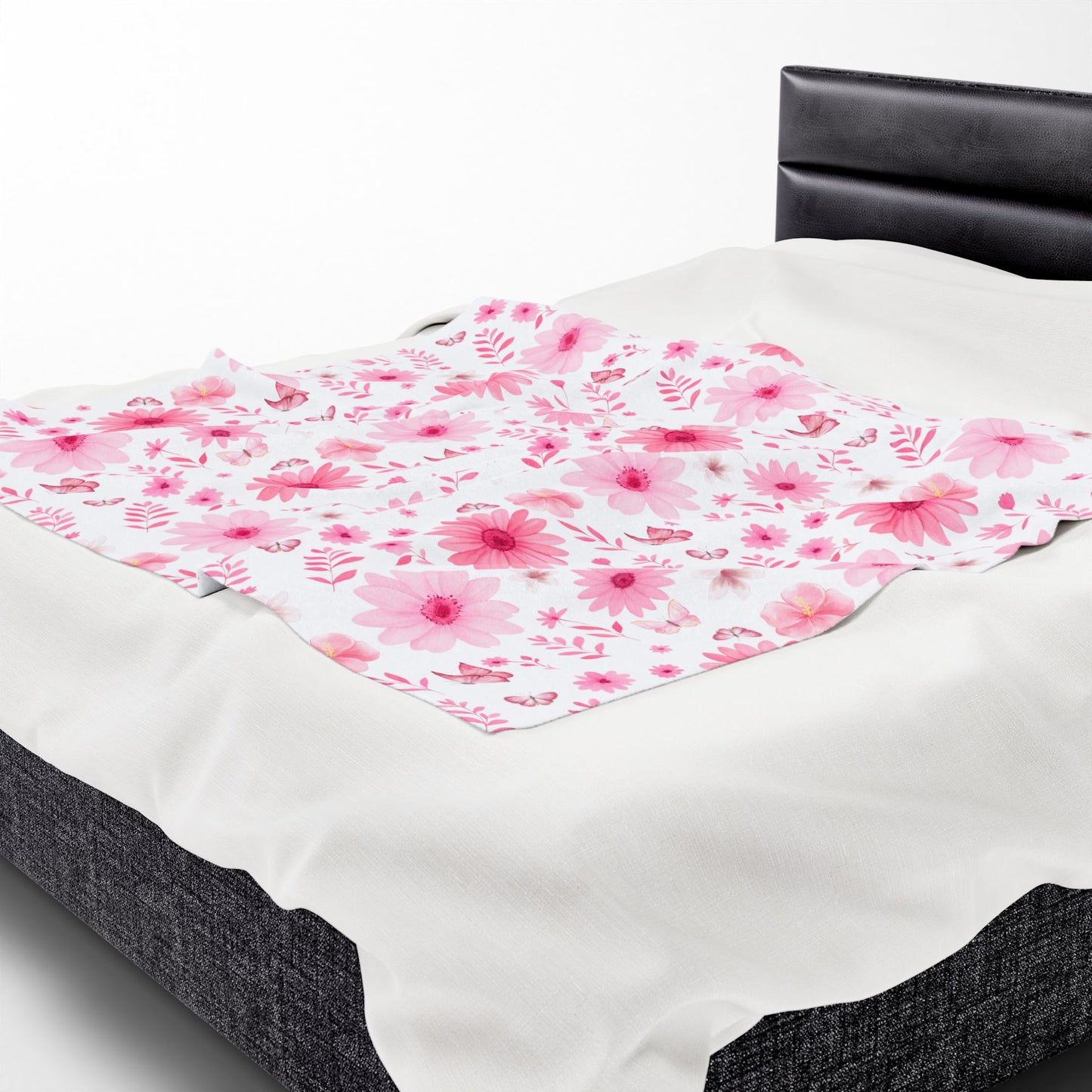Floral Velveteen Plush Blanket - Cozy Home Decor, Flower Blanket, Gift for Her, Nursery Throw, Spring Decor