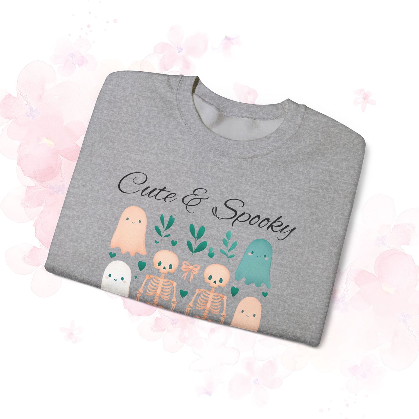 Cute & Spooky Vibes Crewneck Sweatshirt, Unisex Sweatshirt, Halloween Apparel, Cozy Casual Wear, Ghost Design, Comfortable Top