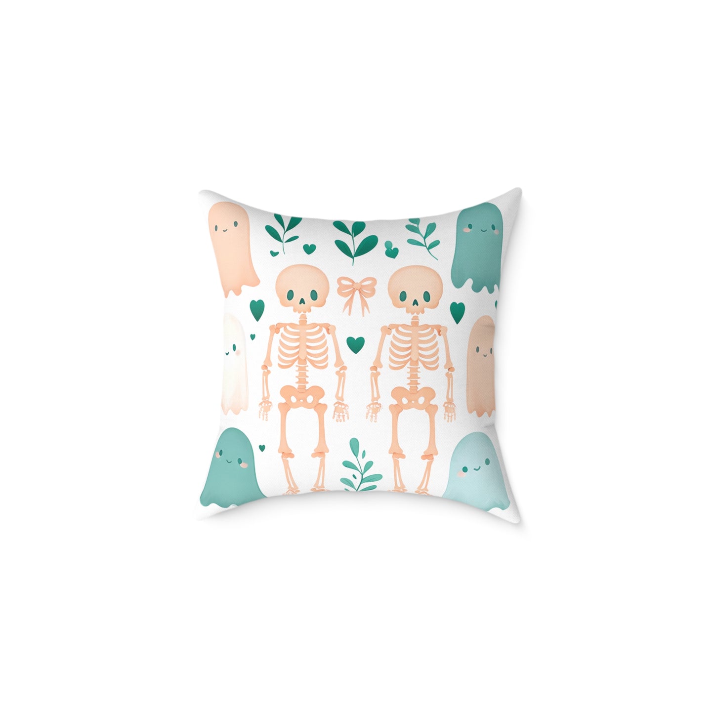 Cute Halloween Decorative Pillow, Ghost and Skeleton Throw Pillow, Spooky Home Decor, Fall Accent Cushion, Halloween Gift