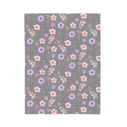 Cozy Floral Velveteen Plush Blanket - Perfect for Home Decor, Gifts, Living Room, Outdoor Picnics, Spring Flower Nursery, Gray Nursery