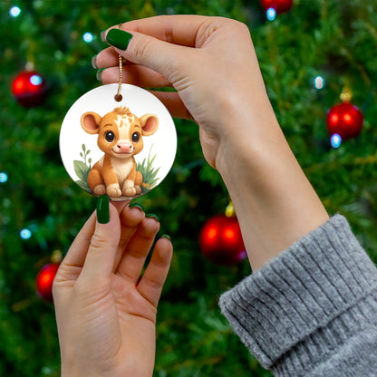 Cute Cow Ceramic Ornament, Farmhouse Decor, Holiday Gift, Baby Shower Keepsake, Personalized Gift, Nature-Inspired