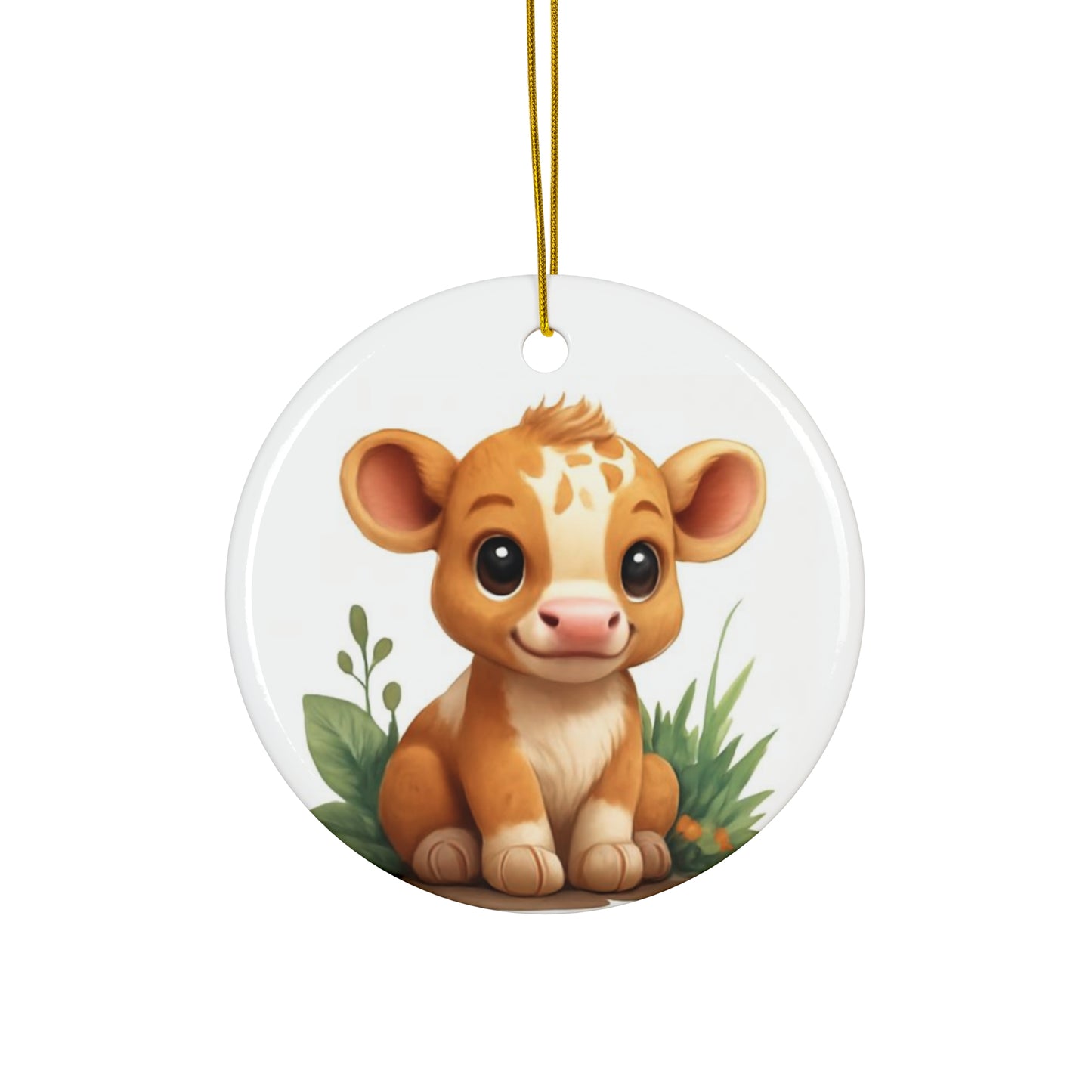 Cute Cow Ceramic Ornament, Farmhouse Decor, Holiday Gift, Baby Shower Keepsake, Personalized Gift, Nature-Inspired