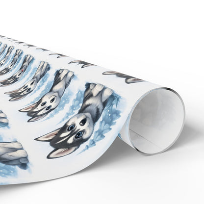 Husky Pattern Wrapping Paper, Dog Lover Gift Wrap, Unique Holiday Wrapping, Birthday Gift Wrap, Pet Themed Wrapping Paper, Winter themed Wrapping Paper