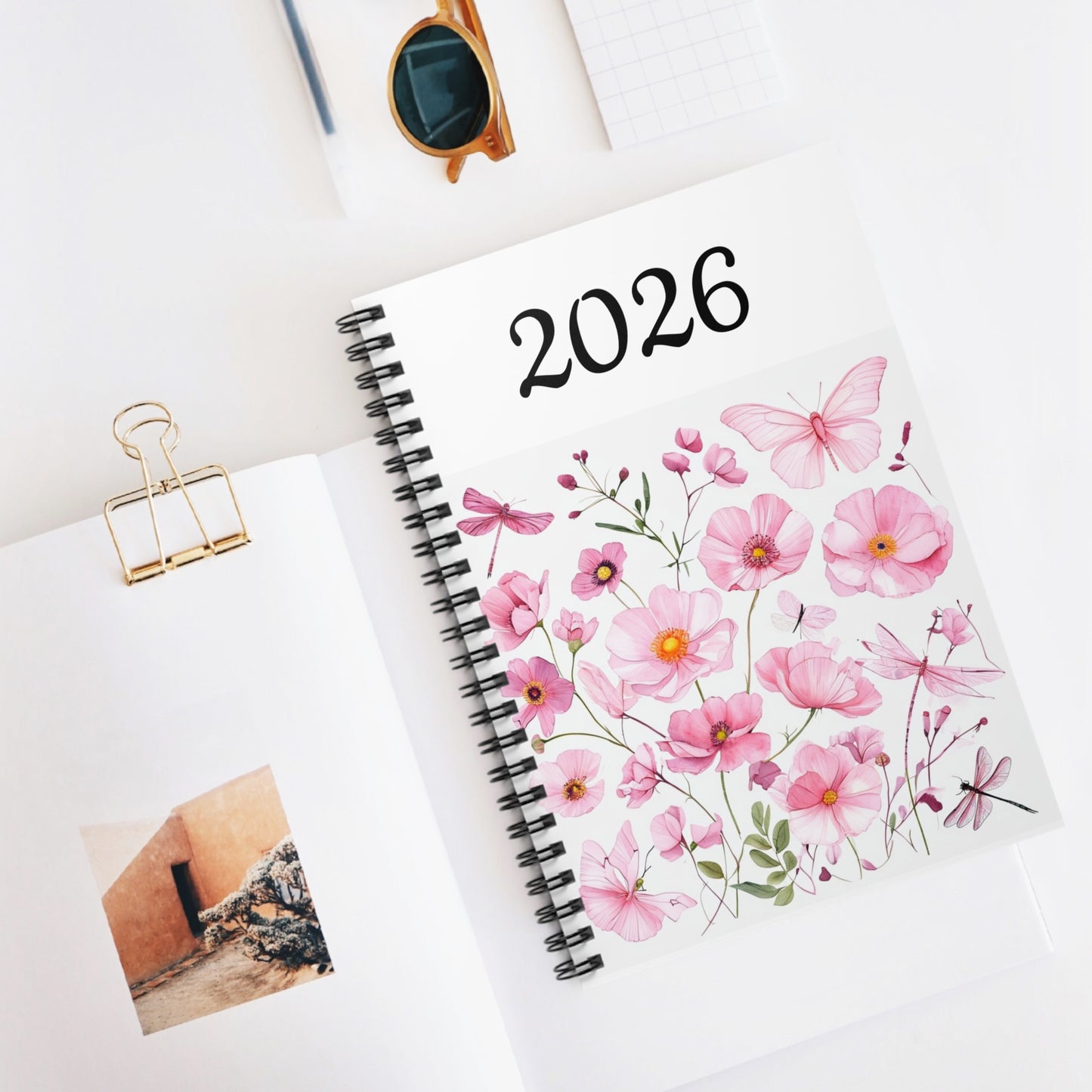 Floral Spiral Notebook - 2026 Notebook, Floral Journal, Butterfly Notebook, Gift for Her, Spring Stationery