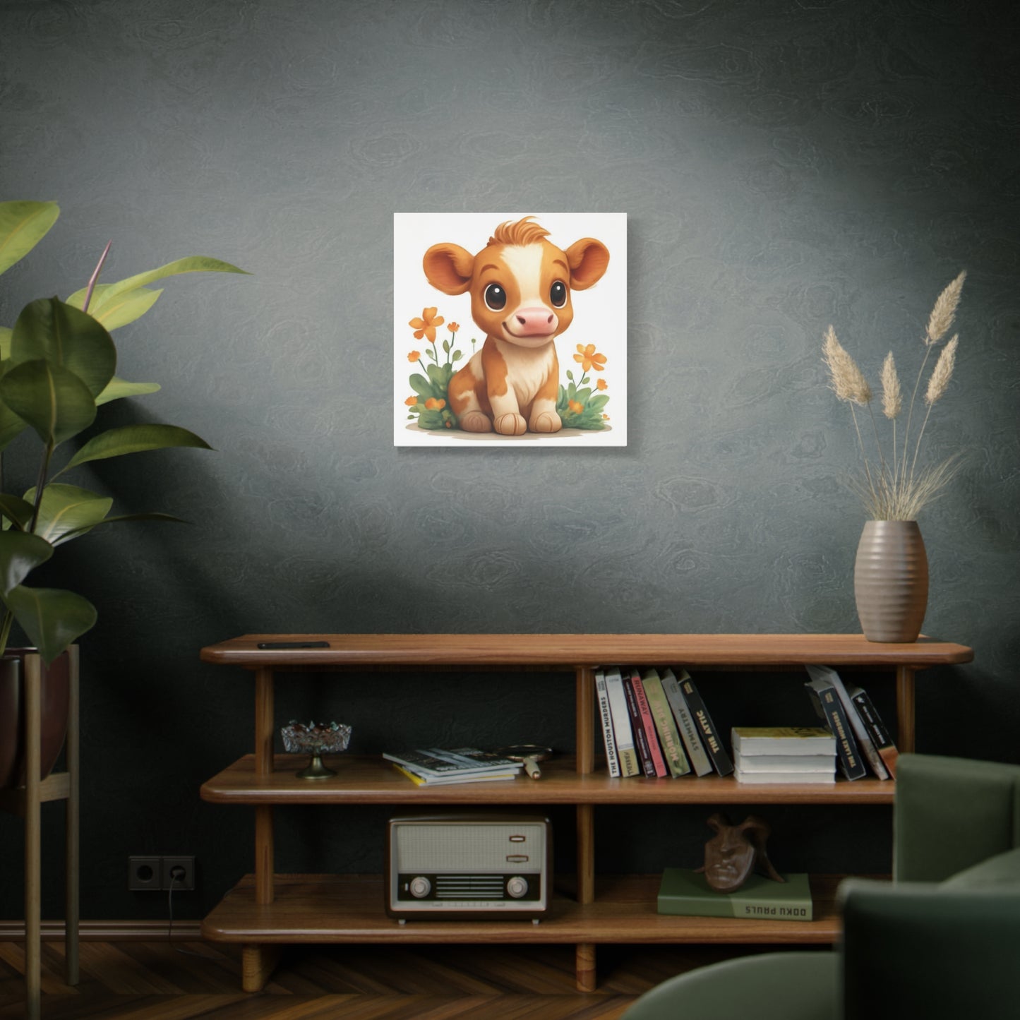 Cute Cow Canvas Art Print, Kid's Room Decor, Animal Lovers Gift, Nursery Wall Art, Farmhouse Style Decor