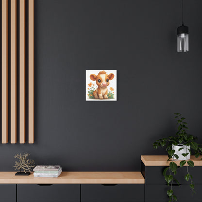 Cute Cow Canvas Art Print, Kid's Room Decor, Animal Lovers Gift, Nursery Wall Art, Farmhouse Style Decor
