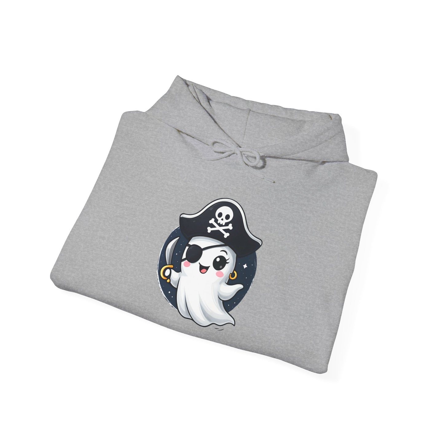 Pirate Ghost Hoodie, Cozy Hooded Sweatshirt for Halloween, Unisex Casual Wear, Cute Gift for Kids and Adults, Spooky Apparel